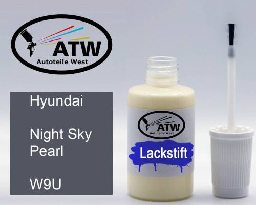 Hyundai, Night Sky Pearl, W9U: 20ml Lackstift, von ATW Autoteile West.